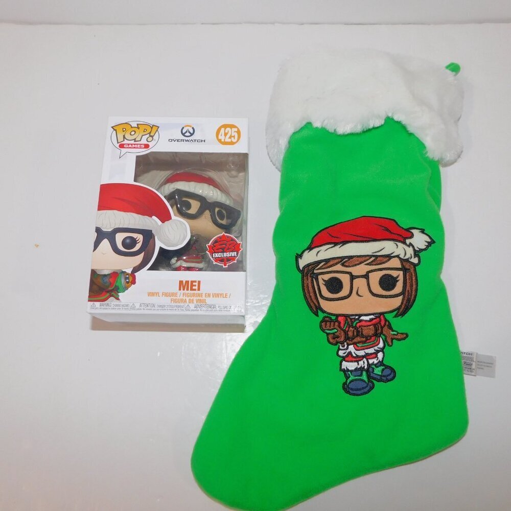Overwatch MEI Santa Christmas Funko Pop 425 EB Exclusive Figure & Xmas Stocking